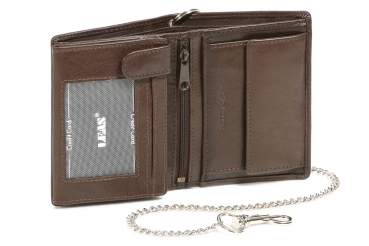 Bikerkombibörse Bikerbörse Trucker mit Chrom-Kette BIKER in Echt-Leder, dunkelbraun