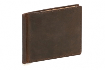 Dollar- & Money Clip Geldscheinklammer dünn im Vintage-Style LEAS in Echt-Leder, braun