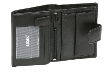 Preview: Geldbörse im Hochformat mit Außenverschluss Damen & Herren LEAS in Echt-Leder, schwarz