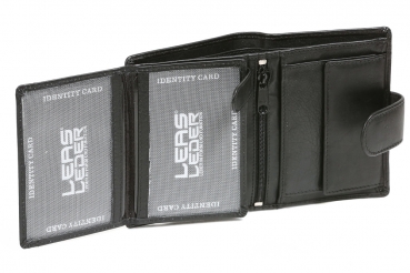 Preview: Geldbörse im Hochformat mit Außenverschluss Damen & Herren LEAS in Echt-Leder, schwarz