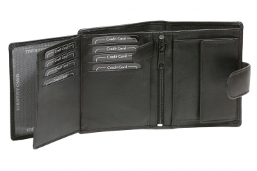 Preview: Geldbörse im Hochformat mit Außenverschluss Damen & Herren LEAS in Echt-Leder, schwarz