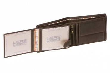 Geldbörse im Querformat LEAS MCL im Vintage-Stil in Echt-Leder, braun