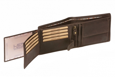 Geldbörse im Querformat LEAS MCL im Vintage-Stil in Echt-Leder, braun