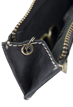 LEAS Schlüsseltasche natur robust mit 2 Ringen im Used Look hochwertige Ausführung in Echt-Büffel-Leder - Vintage-Collection (schwarz)