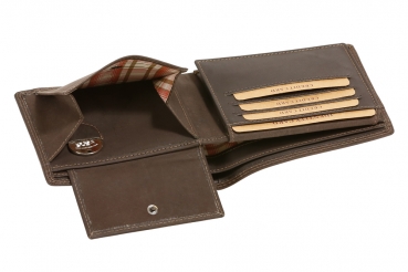 Geldbörse extra dünn mit Klappe Scheintasche LEAS MCL im Vintage-Stil in Echt-Leder, braun