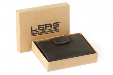 Kombibörse mit Außenverschluss im Hochformat LEAS MCL in Echt-Leder, schwarz