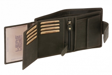 Preview: Kombibörse mit Außenverschluss im Hochformat LEAS MCL in Echt-Leder, schwarz