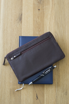 Preview: Banktasche Geldtasche LEAS in Echt-Leder, braun