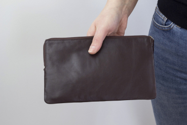 Banktasche Geldtasche LEAS in Echt-Leder, braun