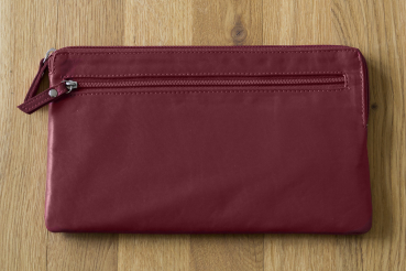 Banktasche Geldtasche LEAS in Echt-Leder, rot