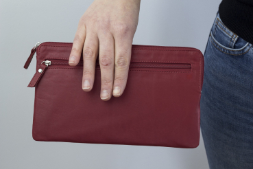 Banktasche Geldtasche LEAS in Echt-Leder, rot