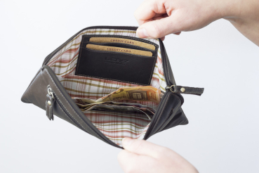 Banktasche & Geldtasche im Vintage-Style Used Look LEAS in Echt-Leder, braun