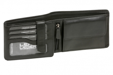 Hochwertige Scheintasche mit Riegel (mit edler Geschenkkiste) JC in Echt-Leder, schwarz - LEAS Elegance-Edition