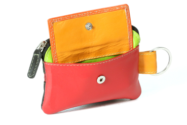 Damen und Herren mehrfarbige Schlüsseltasche mit Kleingeldfach LEAS in Echt-Leder, bunt