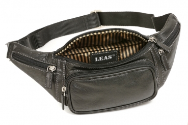 Bauchtasche, Gürteltasche sehr hochwertig LEAS in Echt-Büffelleder, schwarz