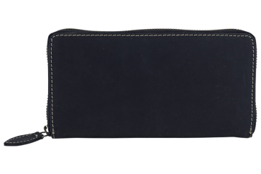 Große Vollleder Damen Geldbörse natur Usedlook Reißverschluss rundherum Damenlangbörse Portemonnaie Brieftasche lang LEAS in Echt-Leder, schwarz - Vintage-Collection 19,5x9,5x2cm (BxHxT)