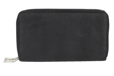 Große Vollleder Unisex Geldbörse mit doppel Reißverschluss rundherum und Grifflasche Langbörse Portemonnaie Brieftasche lang LEAS aus feinstem Rind-Echt-Leder, schwarz 22,5x12,5x4cm (BxHxT)