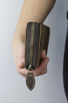 LEAS Damenlangbörse umlaufenden Reißverschluss Portemonnaie Damen Lilianen-Muster Echt-Leder, cognac
