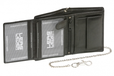 Bikerkombibörse Bikerbörse Trucker mit Chrom-Kette BIKER in Echt-Leder, schwarz