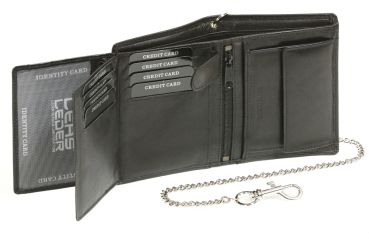 Bikerkombibörse Bikerbörse Trucker mit Chrom-Kette BIKER in Echt-Leder, schwarz