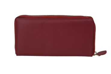 Große Vollleder Damen Geldbörse mit RFID Schutz Reißverschluss rundherum Damenlangbörse Portemonnaie Brieftasche lang LEAS in Echt-Leder, rot 19,5x9,5x2cm (BxHxT)
