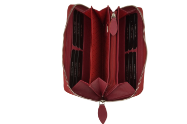 Große Vollleder Damen Geldbörse mit RFID Schutz Reißverschluss rundherum Damenlangbörse Portemonnaie Brieftasche lang LEAS in Echt-Leder, rot 19,5x9,5x2cm (BxHxT)