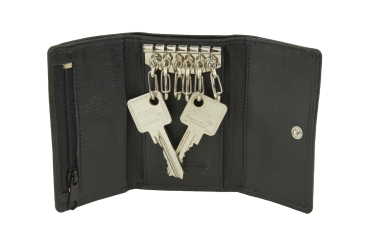 RFID Schlüsselgeldbörse und Schlüsseltasche gegen Datendiebstahl LEAS in Echt-Leder, schwarz