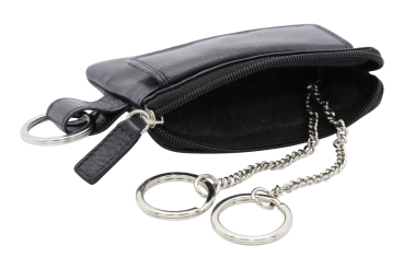 Damen und Herren mehrfarbige Schlüsseltasche mit Kleingeldfach LEAS in Echt-Leder, schwarz