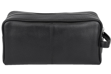 Preview: Unisex Kulturtasche und großer Waschbeutel wasserdicht sehr hochwertig LEAS in Echt-Leder, schwarz