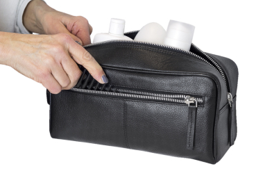 Unisex Kulturtasche und großer Waschbeutel wasserdicht sehr hochwertig LEAS in Echt-Leder, schwarz