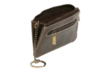 Schlüsseltasche natur robust mit 2 Ringen LEAS in Echt-Büffel-Leder, braun