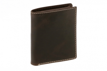 Preview: Kleine Mini-Geldbörse super flach & dünn mit Geschenkbox LEAS in Echt-Büffel-Leder, braun