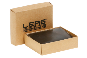 Kleine Mini-Geldbörse super flach & dünn mit Geschenkbox LEAS in Echt-Büffel-Leder, braun
