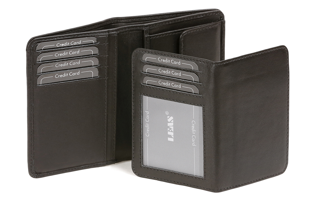 Geldbörse in mittlerem Format für Damen & Herren LEAS in Echt-Leder schwarz 