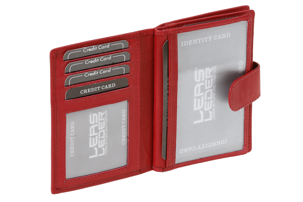 rot Card-Collection & LEAS Ausweismappe hülle mit 2 Sichtfenstern Echt-Leder
