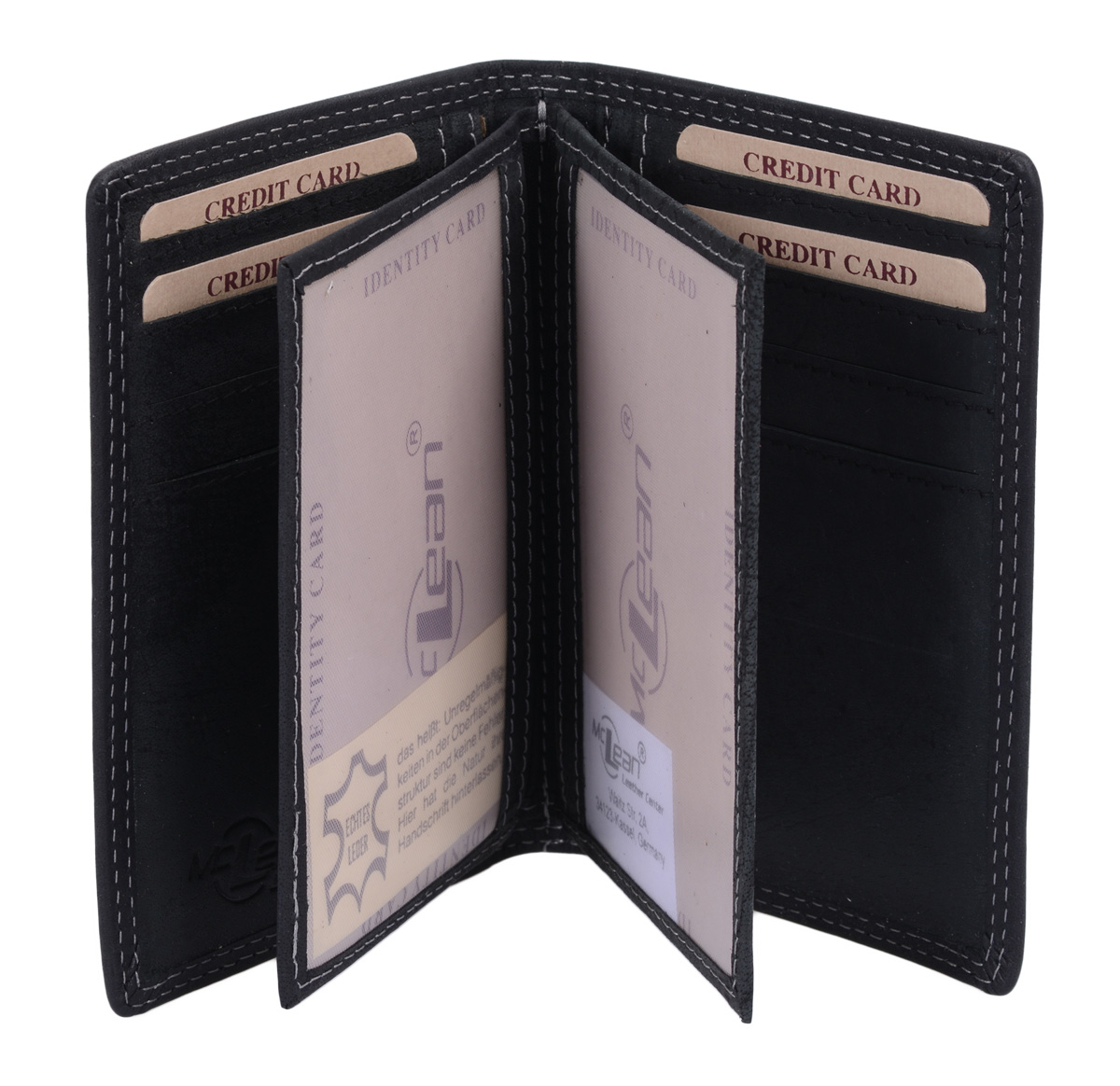 Stil LEAS MCL in Echt-Leder Kreditkarten und Ausweismappe im Vintage schwarz LEAS Basic-Vintage-Collection