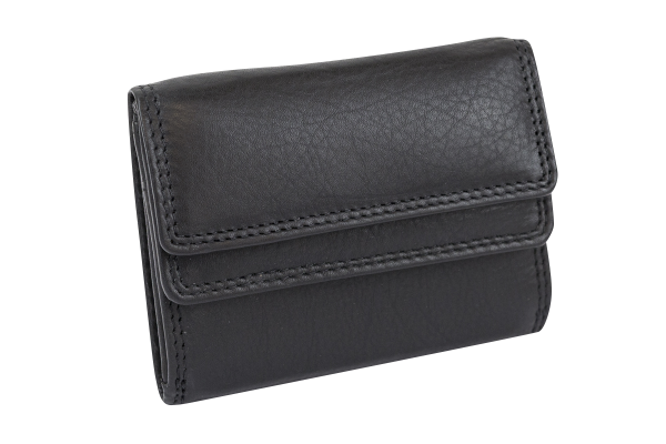 LEAS Damen Minibörse extra dünn, Flaches Portemonnaie Herren mit RFID Schutz Block Folie mit Geschenk Box Echt-Leder, schwarz