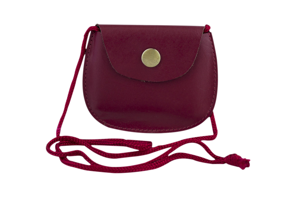 LEAS Kinder Brustbeutel aus Echt-Leder mit Druckknopf und verstellbarem Umhängeband perfekt für Schule und Kindergarten 9x7,5x1cm (BxHxT) (rot)