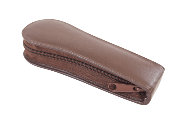LEAS Uhrenetui für 1 Uhr mit Reißverschluss aus feinstem Rind Leder braun 15x6x2,5cm (BxHxT)