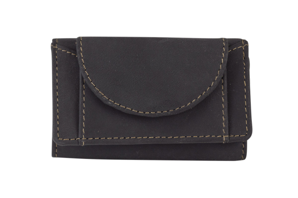 Mini Geldbörse kleines Portemonaie mit Geschenkbox LEAS in Echt-Büffel-Leder, schwarz - Vintage-Collection 9,5x7x1cm (BxHxT)