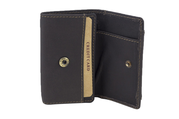 Mini Geldbörse kleines Portemonaie mit Geschenkbox LEAS in Echt-Büffel-Leder, schwarz - Vintage-Collection 9,5x7x1cm (BxHxT)