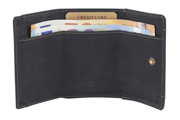 Mini Geldbörse kleines Portemonaie mit Geschenkbox LEAS in Echt-Büffel-Leder, braun - Vintage-Collection 9,5x7x1cm (BxHxT)