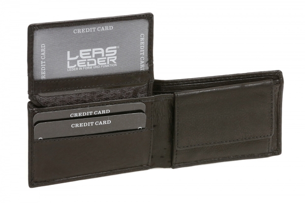 Minibörse LEAS in Echt-Leder, schwarz