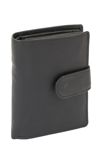 LEAS Damengeldbörse und Herren Geldbeutel mit Außenriegel und XXL Kleingeldfach im Wiener Stil mit 3 Scheinfächern im Hochformat Echt-Leder, schwarz