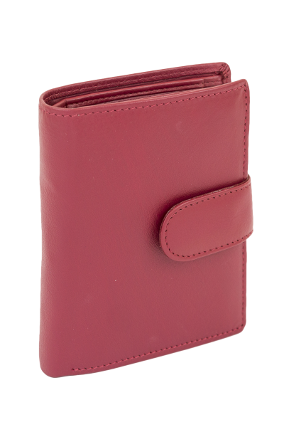 LEAS Damengeldbörse und Herren Geldbeutel mit Außenriegel und XXL Kleingeldfach im Wiener Stil mit 3 Scheinfächern im Hochformat Echt-Leder, rot