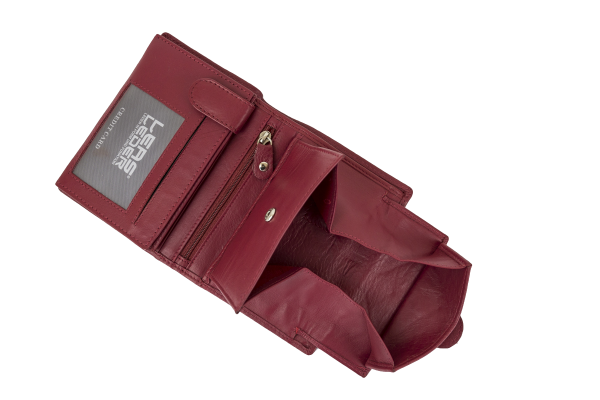 LEAS Damengeldbörse und Herren Geldbeutel mit Außenriegel und XXL Kleingeldfach im Wiener Stil mit 3 Scheinfächern im Hochformat Echt-Leder, rot