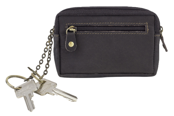 Schlüsseltasche im Used Look robust mit 2 Ringen LEAS in Echt Büffel Leder, braun