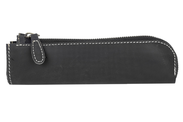 LEAS Federmappe und Stifteetui Leder Unisex im Vintage Used Look 20x3x5,5cm (LxBxH) (schwarz)