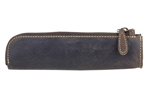 LEAS Federmappe und Stifteetui Leder Unisex im Vintage Used Look 20x3x5,5cm (LxBxH) (braun)