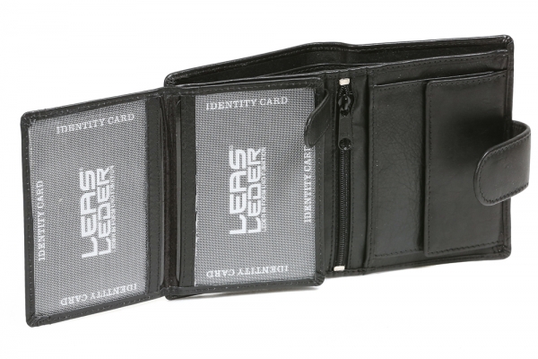 Geldbörse im Hochformat mit Außenverschluss Damen & Herren LEAS in Echt-Leder, schwarz